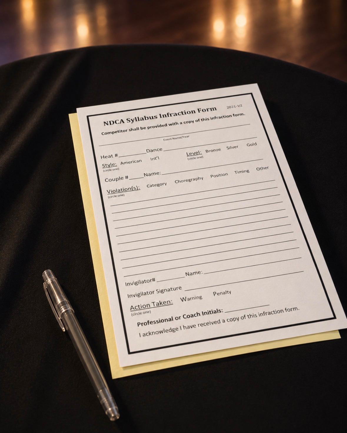 NDCA Syllabus Infraction Form